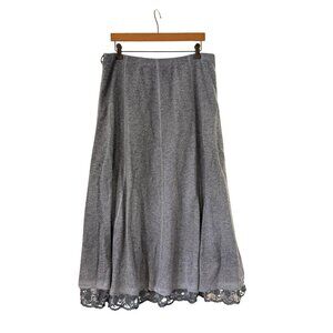 Soft Surroundings Sweater Maxi Skirt L Gray Knit Lace Long Modest Winter Fairy